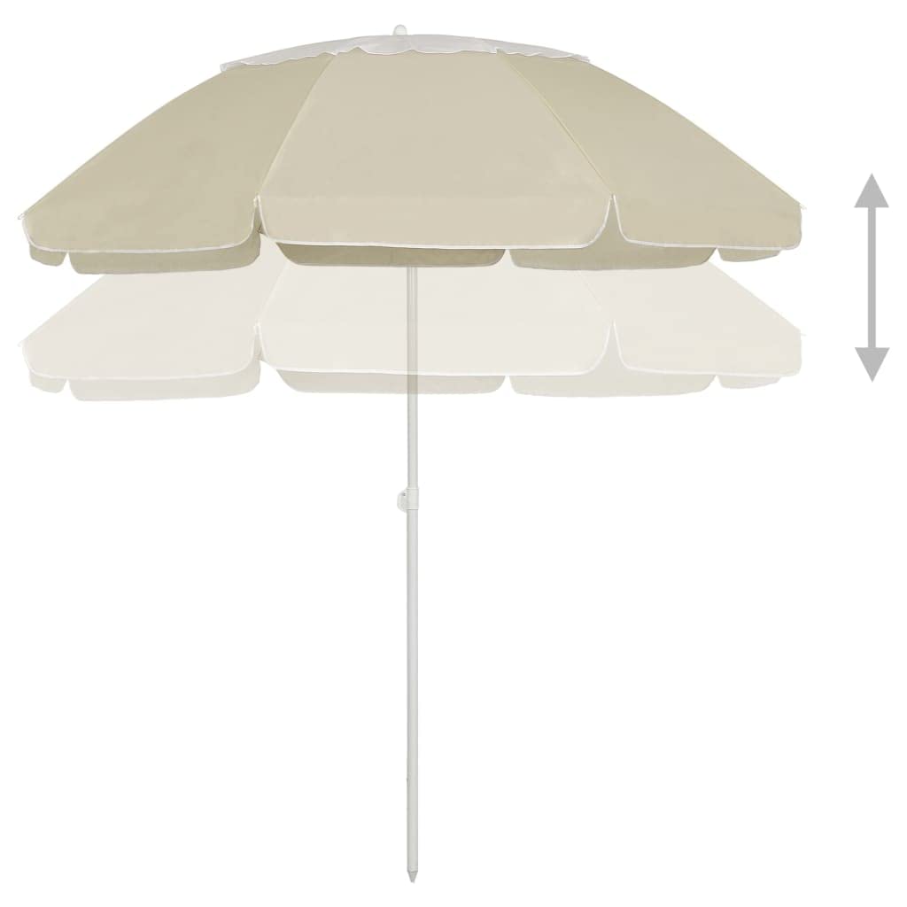 Strandschirm Sandgelb UV-beständig Polyester mit Kippfunktion wetterfest für Strand Garten Balkon Terrasse Outdoor Schutz Schatten Spender