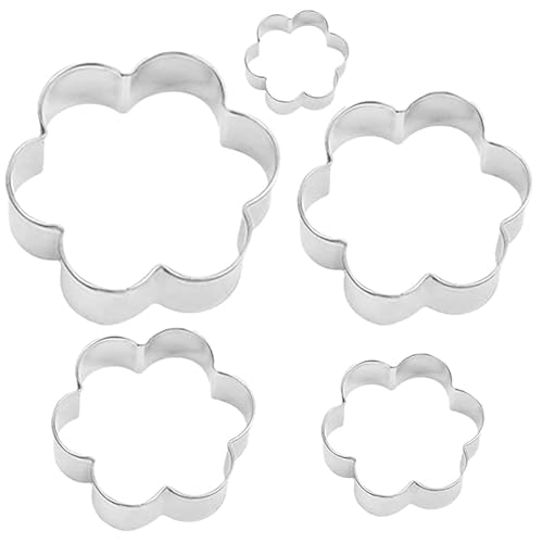 NIYATA 5Pcs Emporte Piece, Emporte Piece Patisserie,Emporte Piece Fleur en Acier Inoxydable,50 à 93MM,pour Gâteaux,Biscuits,Desserts,Cookie Cutters