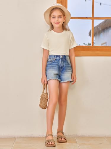 Image of Girls Short Sleeve T Shirts Kids Summer Tops Crewneck Tees 5-14 Years