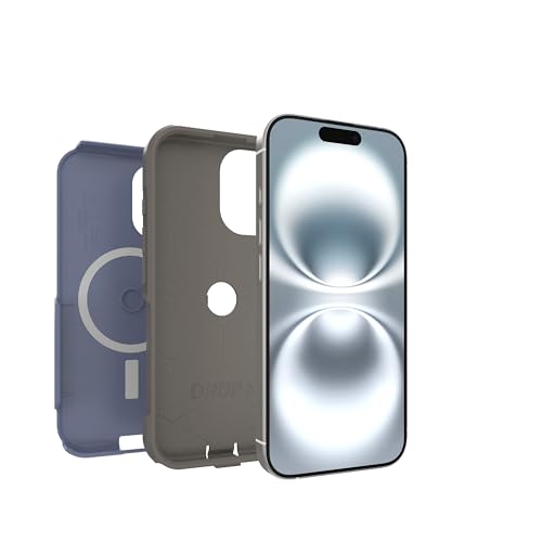 Image of OtterBox iPhone 16 (Only) - Commuter Series MagSafe Case - Spiced Orchid (Blue & Grey) - Built-in Magnets - Slim & Tough - Pocket-Friendly - with Port Protection