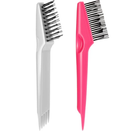 Yaomiao 2 Pack Hair Brush Cleaner Pink, Gray 2-in-1 Comb Cleaning Tool