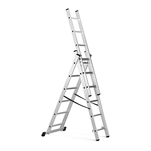 MSW Escalera de Mano Multifunci�n en Aluminio MSW_AVL13E (Altura de Trabajo m�x.: 321,2 cm, Cantidad de peldaos: 3 x 6, Carga m�x.: 150 kg)