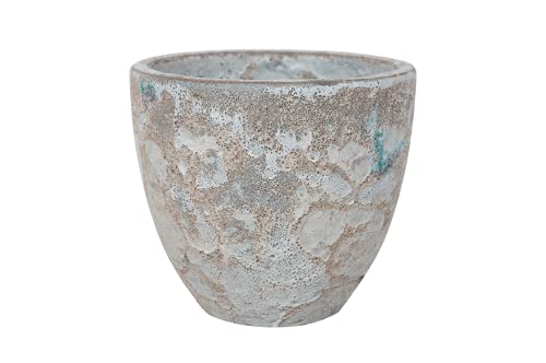Jardinière - Cache-pot - Pot de fleurs en grès bleu, blanc, anthracite, noir, 23 cm à 37 cm - Résistant au gel - Blanc (Lava Earth), 23 cm x 20 cm Cover