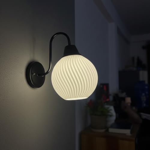 Image of Wall Lamp for Living Room | Wall Light Bedroom, Wall Decor with 7-INCH Unbreakable Polycarbonate Lampshade and Metal Fitting(with Bulb) (Dune)