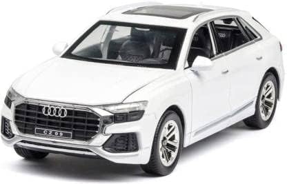 Image of Audi Q8 1 /24 Alloy Metal Pull Back Diecast Car Scale Model Metal Pullback Toy Car with Openable Doors & Light Music Toy (White)
