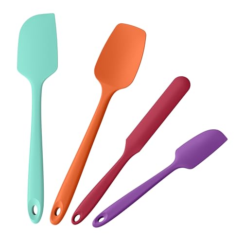 Doosu 600°F Heat Resistant Silicone Spatula Scrapers (Set of 4, Multi-4)