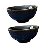 SMASOLO Juego de 2 Tazas de Cerámica Azul Estilo Japonés Taza Grande para Sake Copa de Vino y Té Diseño Liso y Brillante Adecuado para Hogar Bares y Ocasiones Obsequios