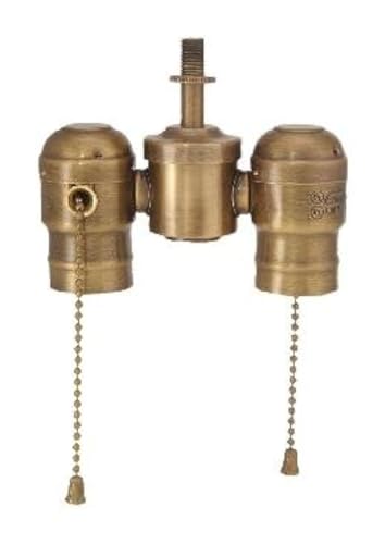 B&P Lamp 2-Lite Cluster Sockets Antique Brass