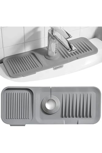 Düzenleyici, Antrasit Elastik Musluk Matı Su Tutucu Kaydırmaz Taban Organizer Mutfak Banyo Lavabo