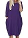 Produktbild Kidsform Oversize Shirt Damen Langarm Tshirt Kleid Lose Oberteile Lang mit Taschen C1-Lila XXL