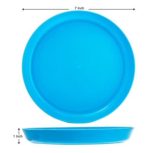 Frcctre 24 Stück Kunststoffteller, 17.8 cm bunte Kunststoff-Speiseteller, Salatteller, BPA-frei, wiederverwendbar, kleine Snack-Teller, Geschirr-Set für Grillen, Reisen, spülmaschinenfest, 8 Farben