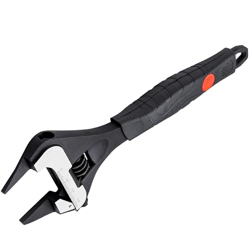 Image of MAXPOWER 8-inch Slim Jaw Adjustable Wrench, Wide Jaw Opening Adjustable Wrench, Dual Scale with Metric and SAE Plumbing Wrenches, Soft Grip Handle