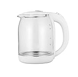 Elektrischer Glaskessel 1,8 Liter batteriebetriebener Wasserkocher mit beleuchtetem LED-Edelstahl-Innendeckel und Boden automatische Abschaltung und Trockensiedeschutz große Öffnung für