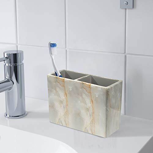 Nu Steel Stone Hedge Resin Decorative, Electric Spin Toothbrush, Razors, Makeup Brushes Storage, Bath Collection, Bathroom Vanity Countertops-Marble (Res566-4H) #TOP3