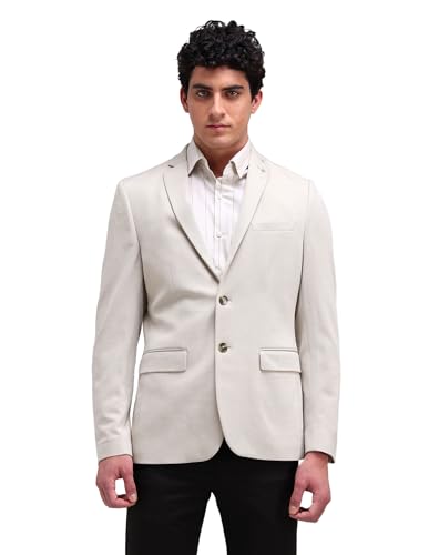 Image of Arrow Knitted Mens Blazer - Self-Design Striped Pattern, Five Pockets, Double-Vented Back Hem Stylish Blazer for Men