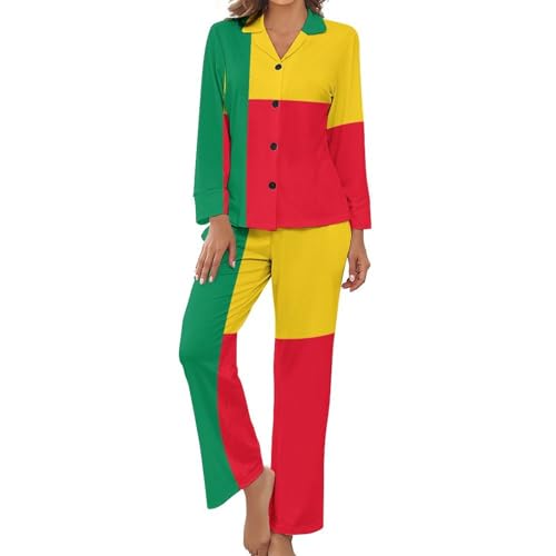 Pyjama drapeau du Bénin pour femme ensemble de nuit confortable