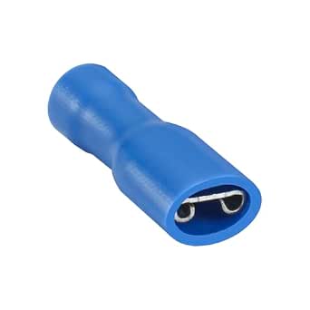 Heschen Flachsteckhülsen 4,8 X 0,5 Mm – 100 Stück, Vollisoliert, 1,5–2,5 Mm², Blau, Vinyl, 15 A, Für Kabelverbindungen