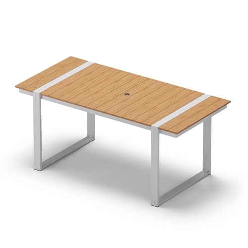 Image of Outdoor Dining Table for 6, HDPS+ Aluminum Patio Dning Table | Sturdy U-Shape Leg, Size: 67.4 inchL*32.3 inchW*29.6 inchH