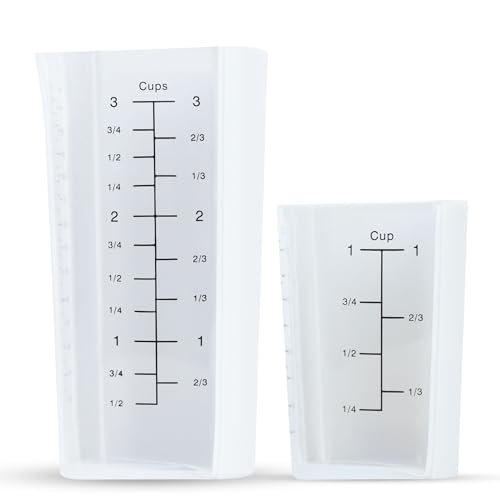 Juego de 2 vasos medidores plásticos con pico de silicón miniatura 1