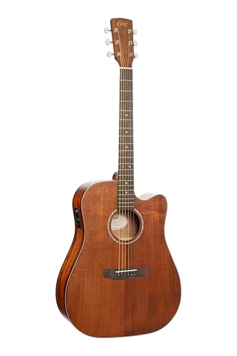 Cort EARTH60MCEOP Earth 60 - Guitarra eléctrica acústica de caoba sólida Dreadnought, poro abierto