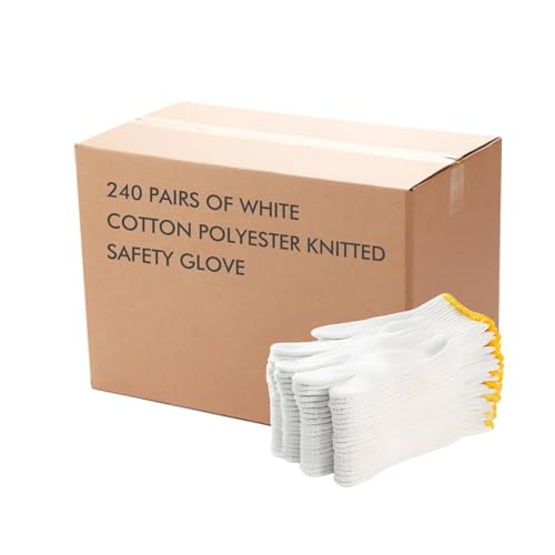 ELITEINSPIRE Unisex white cotton polyester knitted safety gl...