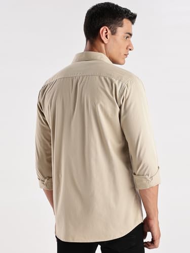 Image of Adro Cargo Shirt for Men with Double Pocket | 100% Cotton | Full Sleeve | Regular Fit