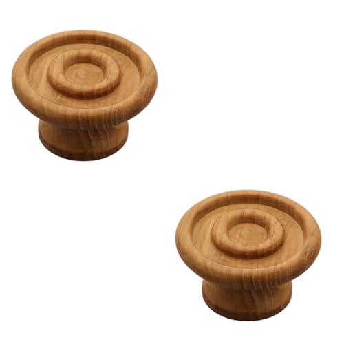 Image of 2 Piece Solid Teak Wood Round Drawer Knob| Natural Finish Wooden Cabinet & Wardrobe Handle | Modern Minimal Furniture Knob for Cupboard, Dresser & Kitchen Drawer -2 Inch-| 3 Years Warranty |