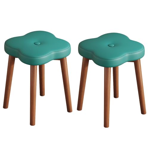 Juego de 2 sillas de comedor apilables, taburetes de cocina modernos con patas de madera, sillas tapizadas de cuero para dormitorio, asientos suaves