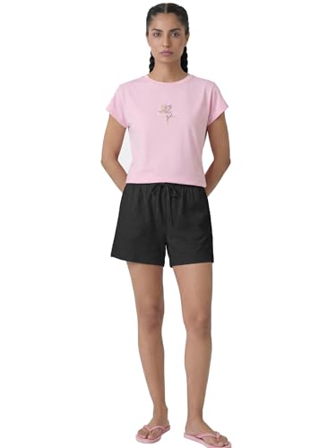 Image of Enamor Drawstring Mid Thigh Length Mid Rise Basic Shorts - Relaxed Fit, Super Soft Cotton - E062