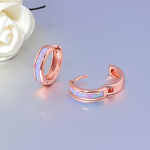 Cinily Huggie Earrings Pink Opal Hinged Hoop Earrings Rose Gold Plated Small Hoop Earrings For Women Girls Cute Earrings #TOP3
