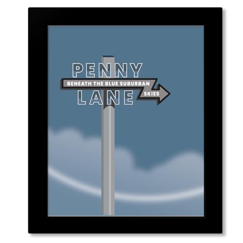 Penny Lane Song - Lyrics Illustrated Music Quote Print Modern Wall Decor Artwork (10"L x 8"W, Print with Frame)