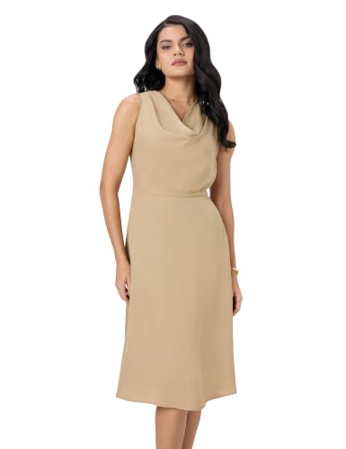 Image of Symbol Premium Women's Cowl Neck Sleeveless Dress | Knee-Length | A-Line | Concealed Side Zipper (Available in Plus Sizes)