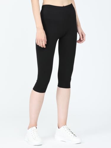 Image of Robinbosky Premium Stretchable Cotton Capri Legging for Women | Suitable for Formal wear & Casual wear | High-End Elastic Makes. The Leggings Squat Proof and Durable for Travel, Yoga, & Workout.