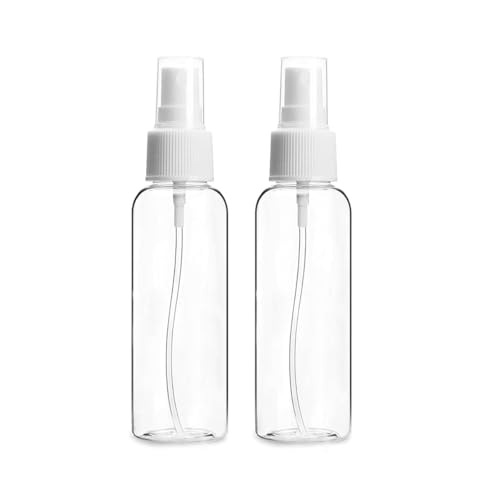 100 ml Clear Empty Fine Mist Plastic Mini Travel Spray Bottle Set, Small Refillable Liquid Containers (4)