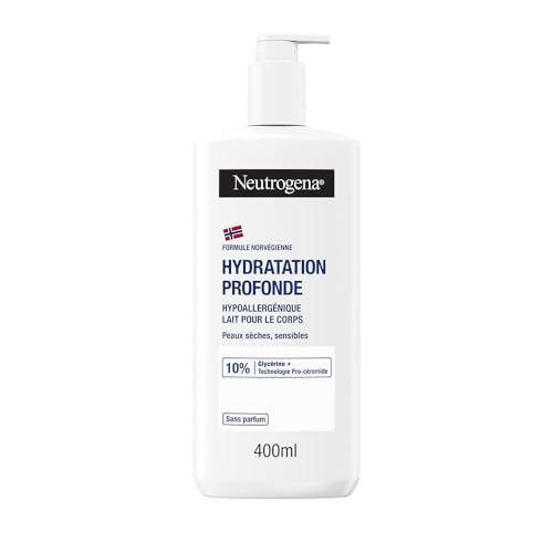 Neutrogena | Leche corporal hidratante profunda hipoalergénica (botella de bomba de 400 ml) - leche corporal sin perfume para pieles secas y sensibles
