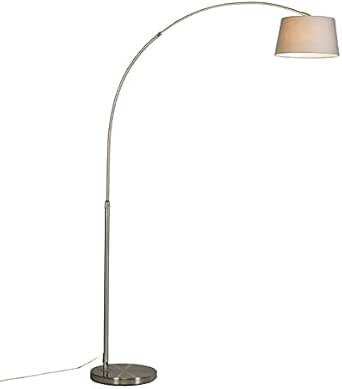 QAZQA arc-basic - Lampada da terra arco Moderno - 1 luce - L 1300 mm - Grigio - Moderno - Soggiorno