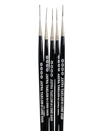 Image of Ultra Fine 0000 Liner Detail Brush Set | Nylon Miniature Paint Brushes For Nail Art, Model Painting, Acrylic Artwork, Fine Line & Precision Detailing Craft | Set of 5 Professional Brushes