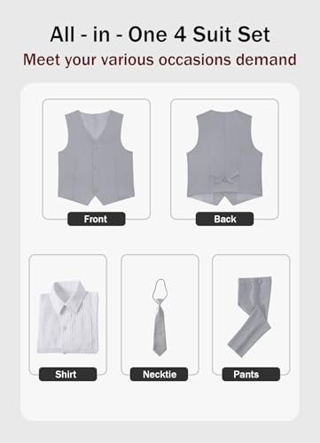 Image of YuanLu Boys Suit Dress Clothes Ring Bearer Outfit Homecoming Dresses Boy Vest and Pants Set for Kids Wedding Tuxedo Suits