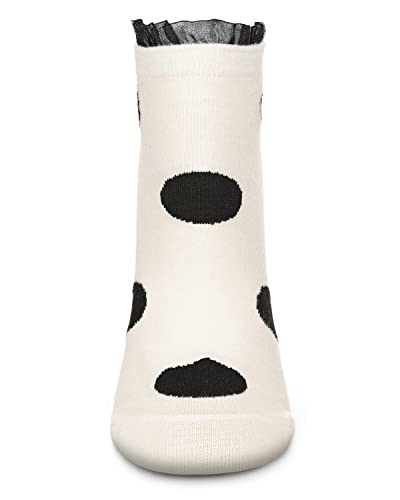 Image of MeMoi Women's Ruffle Polka Dot Cotton Blend Low-Cut Socks