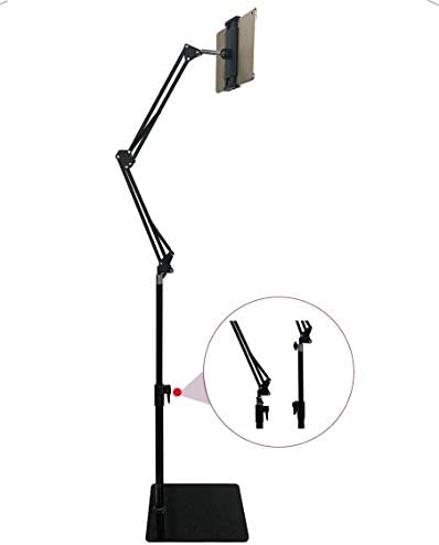 Kutatek Height and Angle Adjustable Floor Stand for iPad, iPhone, Samsung Galaxy Tablet, Kindle, Universal 360-degree Adjustable Floor Stand Holder for 3.5”~12.9” Devices, Max Height 59”(Black)