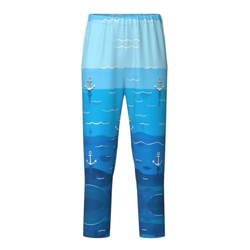 Pajama Pants Pajama Bottoms with Elastic Waistband Sleepwear Lounge PantsSea Anchor