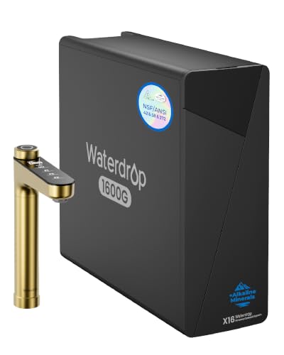 Image of Waterdrop X16-BAJ Alkaline Mineral Reverse Osmosis System, 1600 GPD | NSF /ANSI 42 & 58 & 372 Certified, 11-Stage Filtration, Under-Sink RO System, 3:1 Pure to Drain, Smart Gold Faucet, BPA-Free