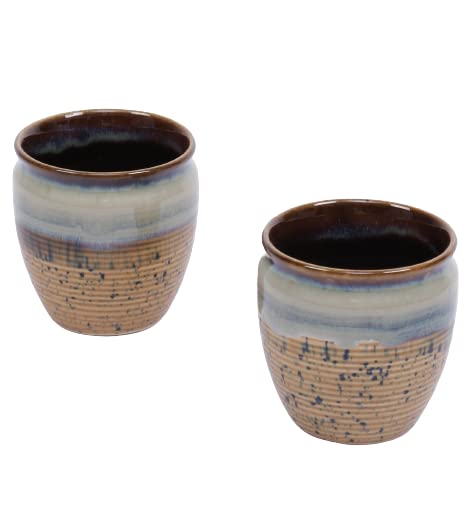 miah decor MD-239 Handcrafted Studio Pottery Double Colour Kullad Cups, Set of 6 4