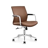 Ergonomischer Schreibtischstuhl mit Rollen, höhenverstellbar, bequeme Kunstleder-Rückenlehne, perfekt für Zuhause, Büro, Arbeitszimmer, Konferenzen, brauner Bürostuhl