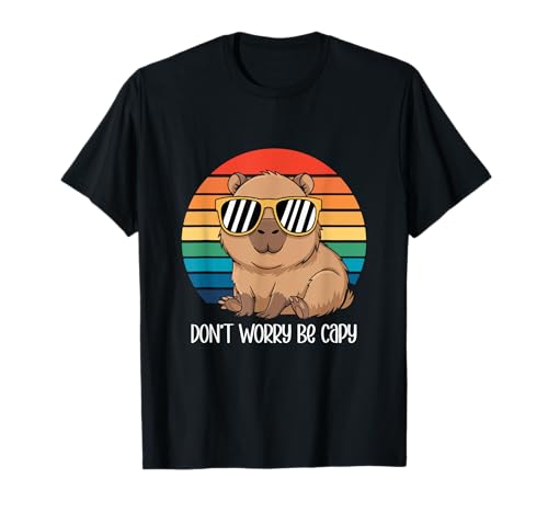 Capybara Dont Worry Be Cappy Capybara rétro pour garçons et filles T-Shirt