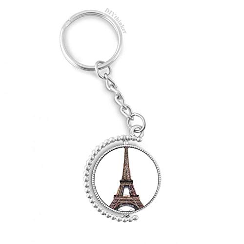 Llavero giratorio de la Torre Eiffel con cadena y anillo metálico para recuerdos de París