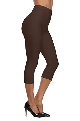 Image of VOGUEMAX Women's Capri Leggings High Waist Soft Cropped Leggings Tights 3 /4 Length Leggings