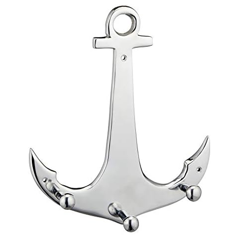 Cepewa Garderobenhaken Anker Wandgarderobe Silber Hakenleiste Maritim Haken Alu poliert Cover