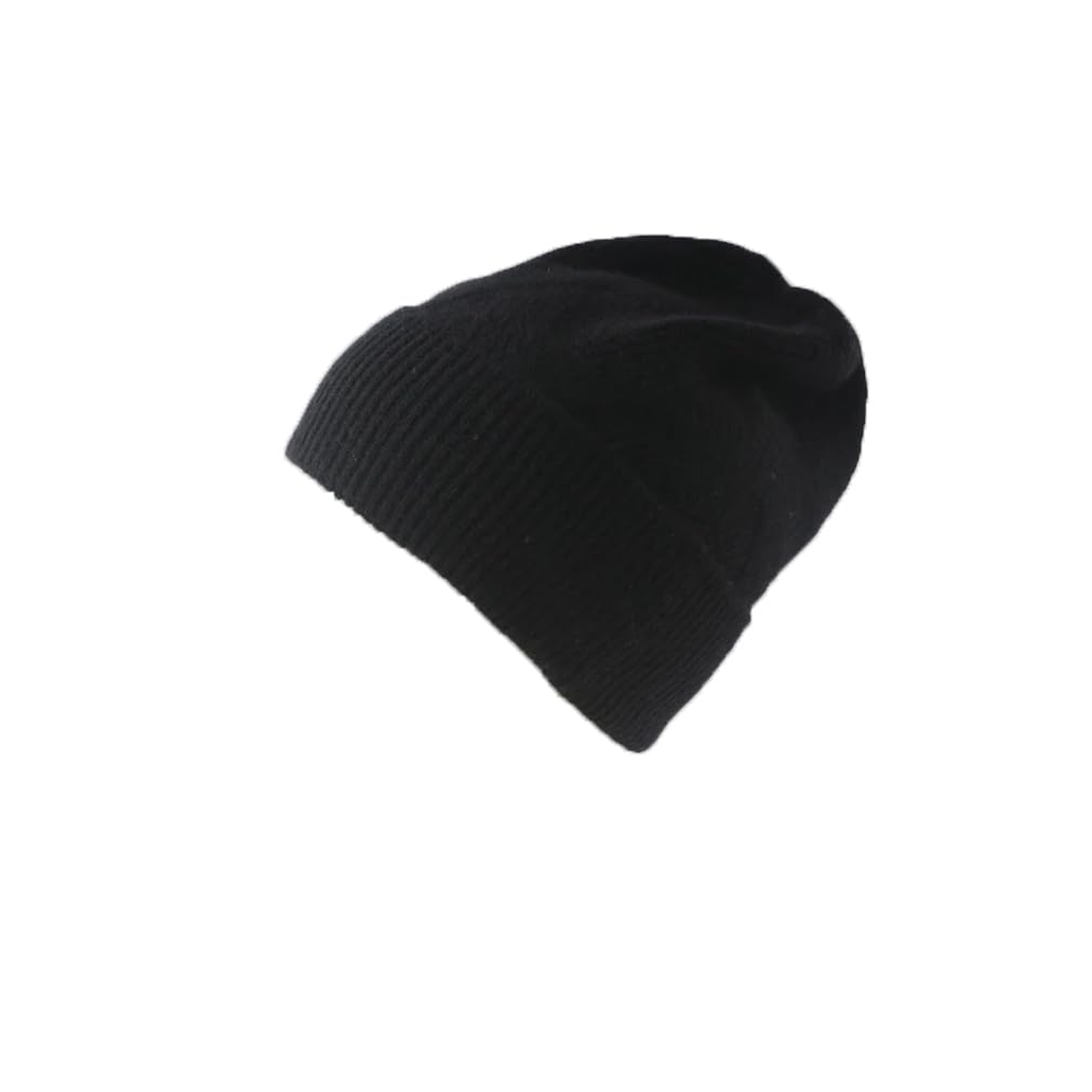 Gorros de lana para mujer, mezcla de cachemira, vintage, grueso, liso, acanalado, de lana, para invierno, cálidos, calaveras