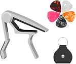 DIDA Guitar Capo For Acoustic Guitar With Pick Holder And 5 Picks, Metal Capo For Ukulele, Mandolin, Banjo, And Other String Instruments (Silver)